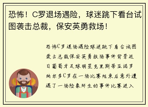 恐怖！C罗退场遇险，球迷跳下看台试图袭击总裁，保安英勇救场！
